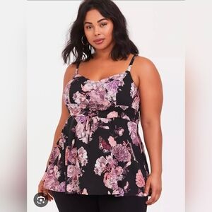 Torrid Size 4 Sleeveless Blouse, Corset Lace-up Front Waist Detail in EUC